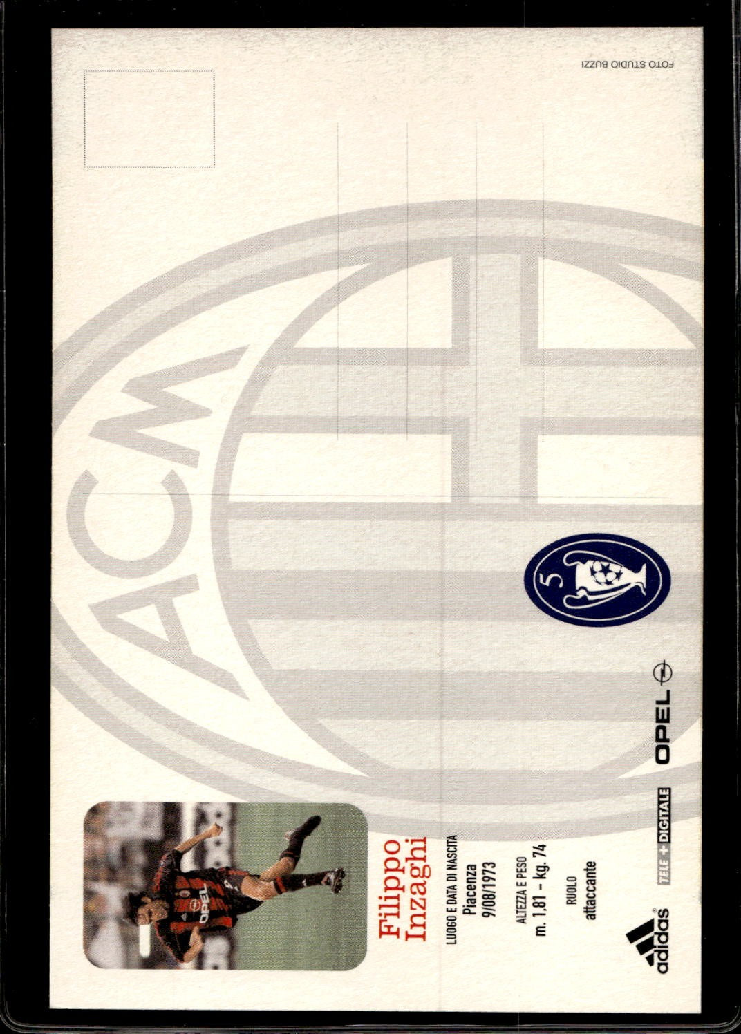 cartolina postcard Calcio Milan con Autografo 2001/02 - Filippo Inzaghi (6