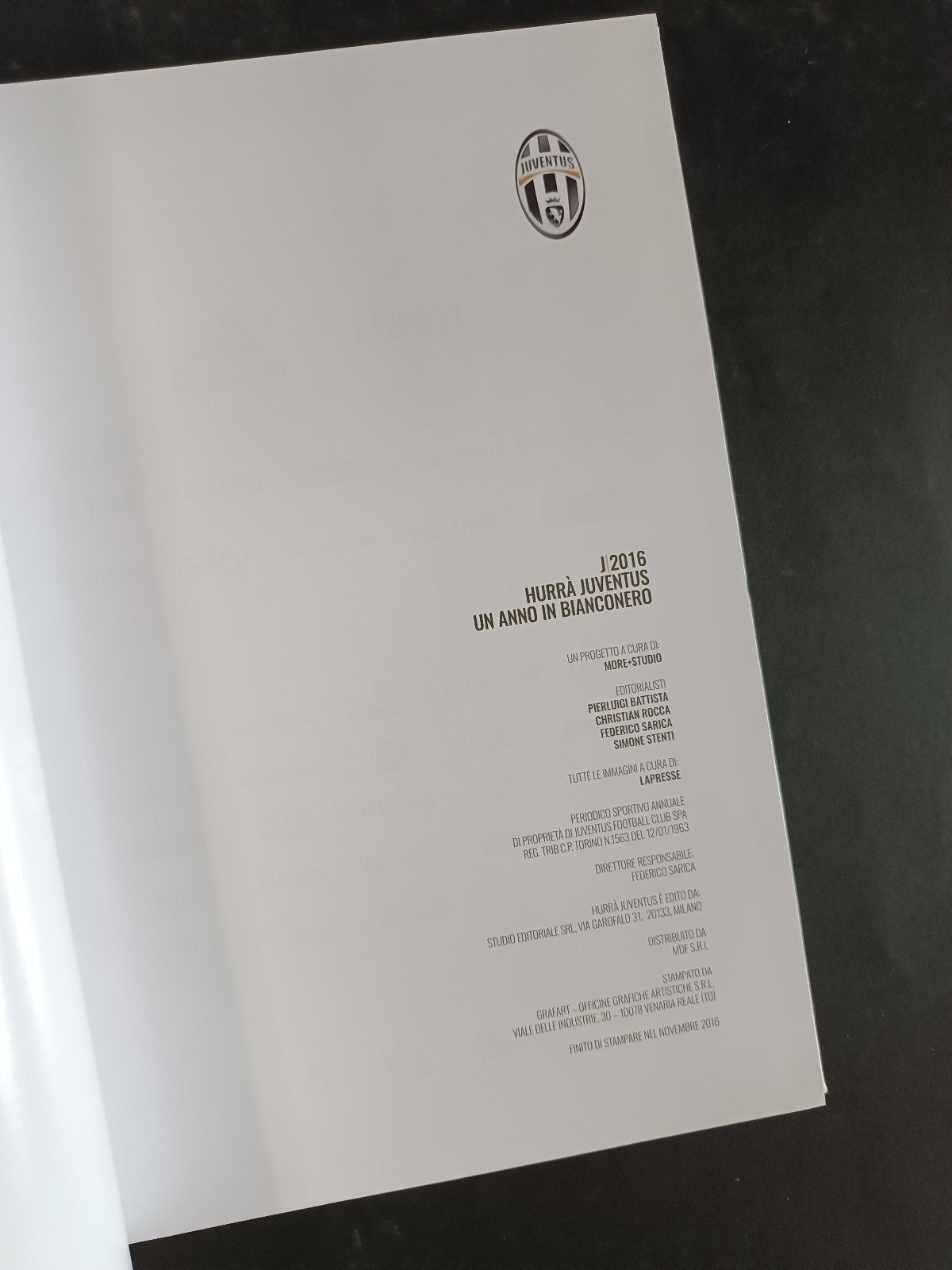libro HURRA' JUVENTUS 2016 Un anno in bianconero