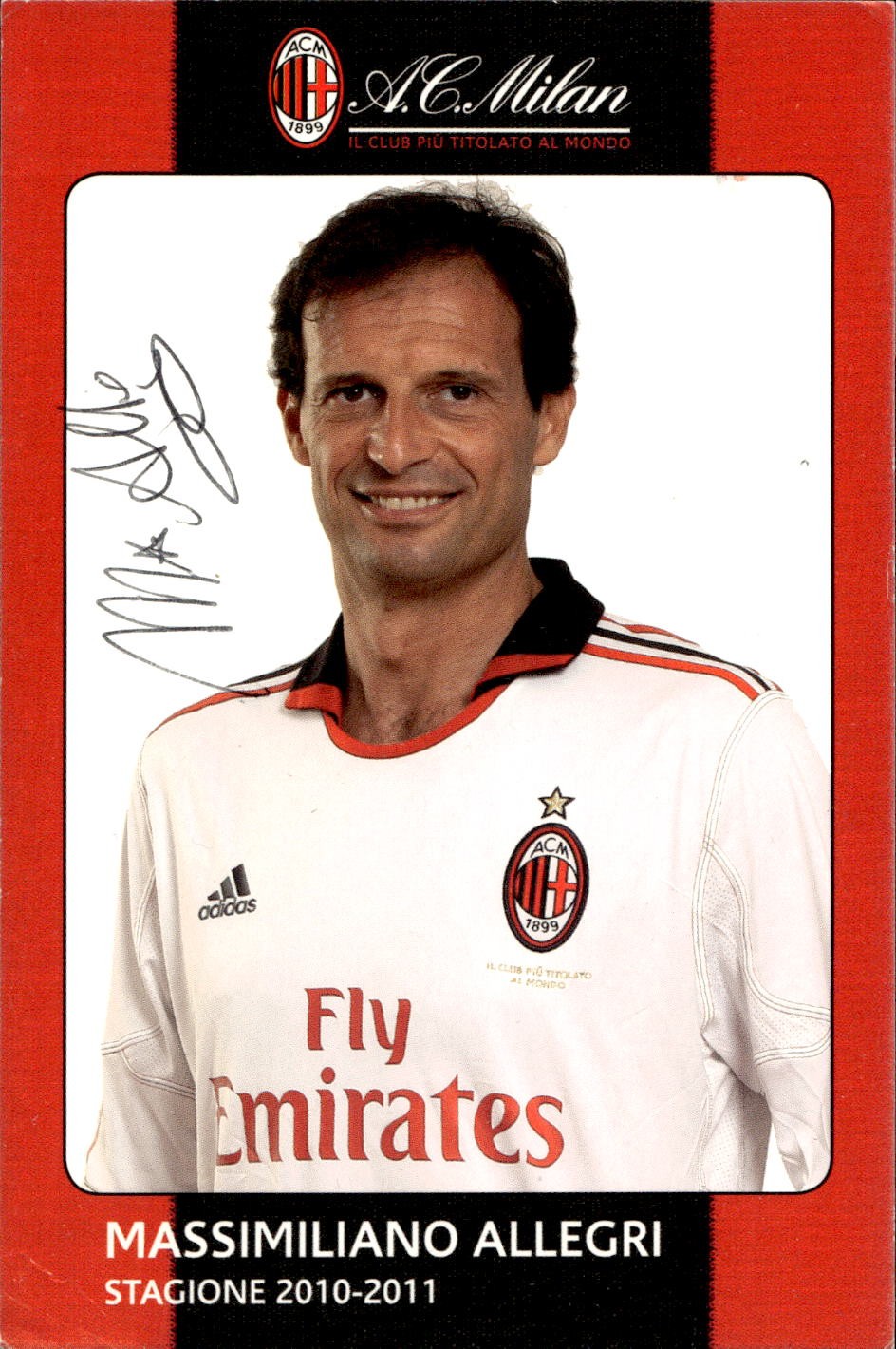 cartolina postcard Calcio Milan con Autografo 2010/11. - Allegri (4