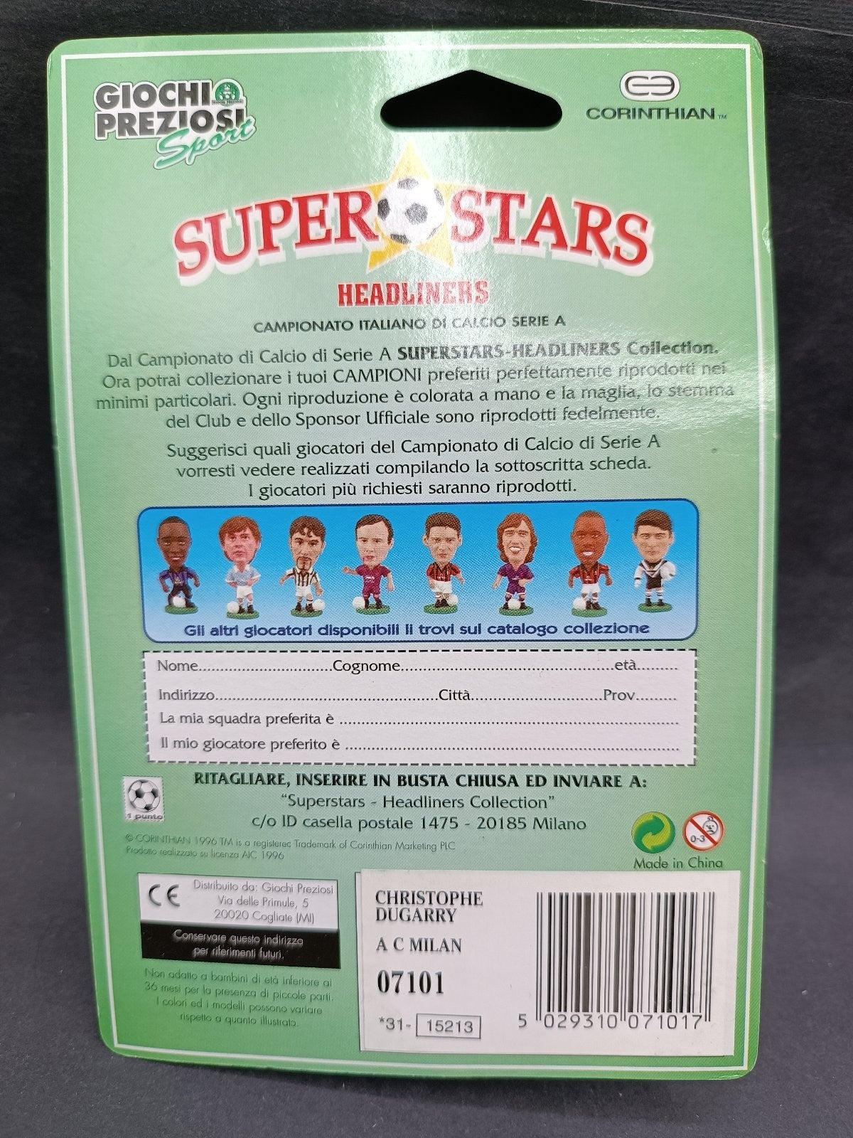 action figure calcio Corinthian Super Stars Headliners Christophe Dugarry Milan