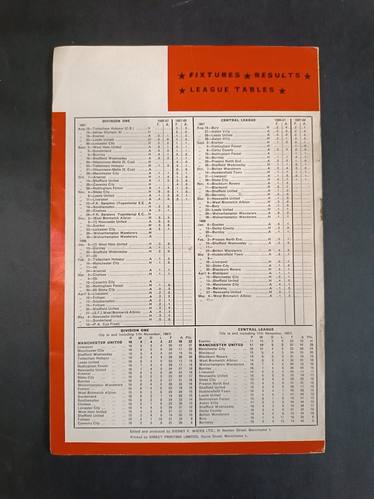 programma MANCHESTER UNITED REVIEW numero 11 anno 1967 Manchester Southhampton