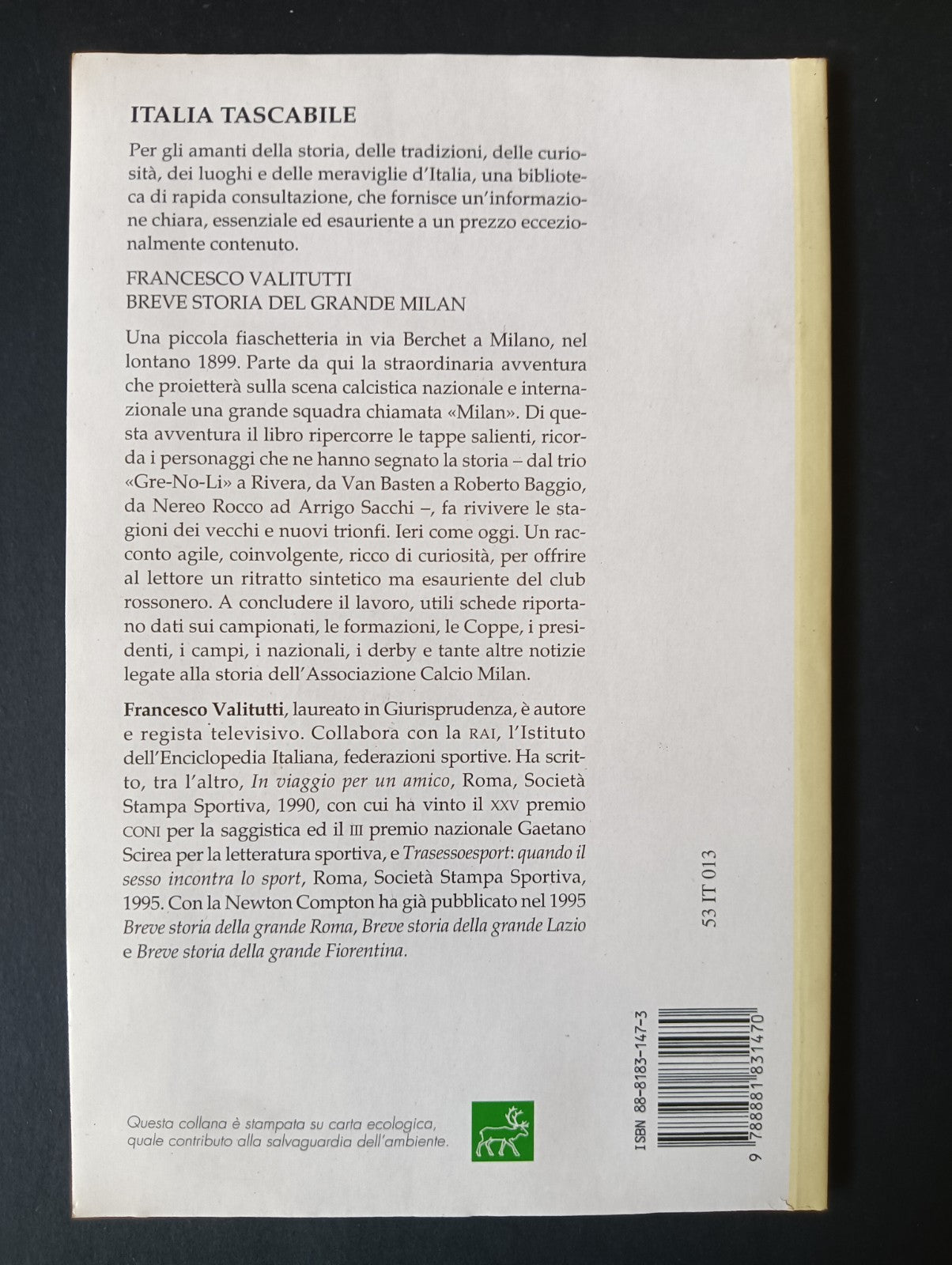 Libro BREVE STORIA DEL GRANDE MILAN Francesco Valitutti - NEWTON