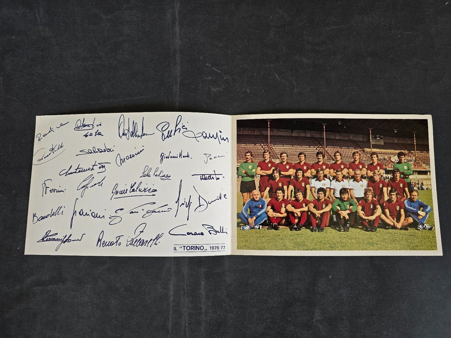 Cartolina pieghevole Autografi stampati Torino Calcio 1976/77 ufficiale