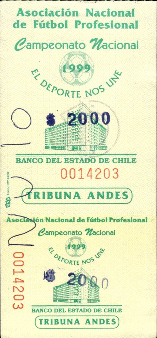 biglietto stadio CAMPEONATO NACIONAL EL DEPORTE NOS UNE 1999 N 0014203