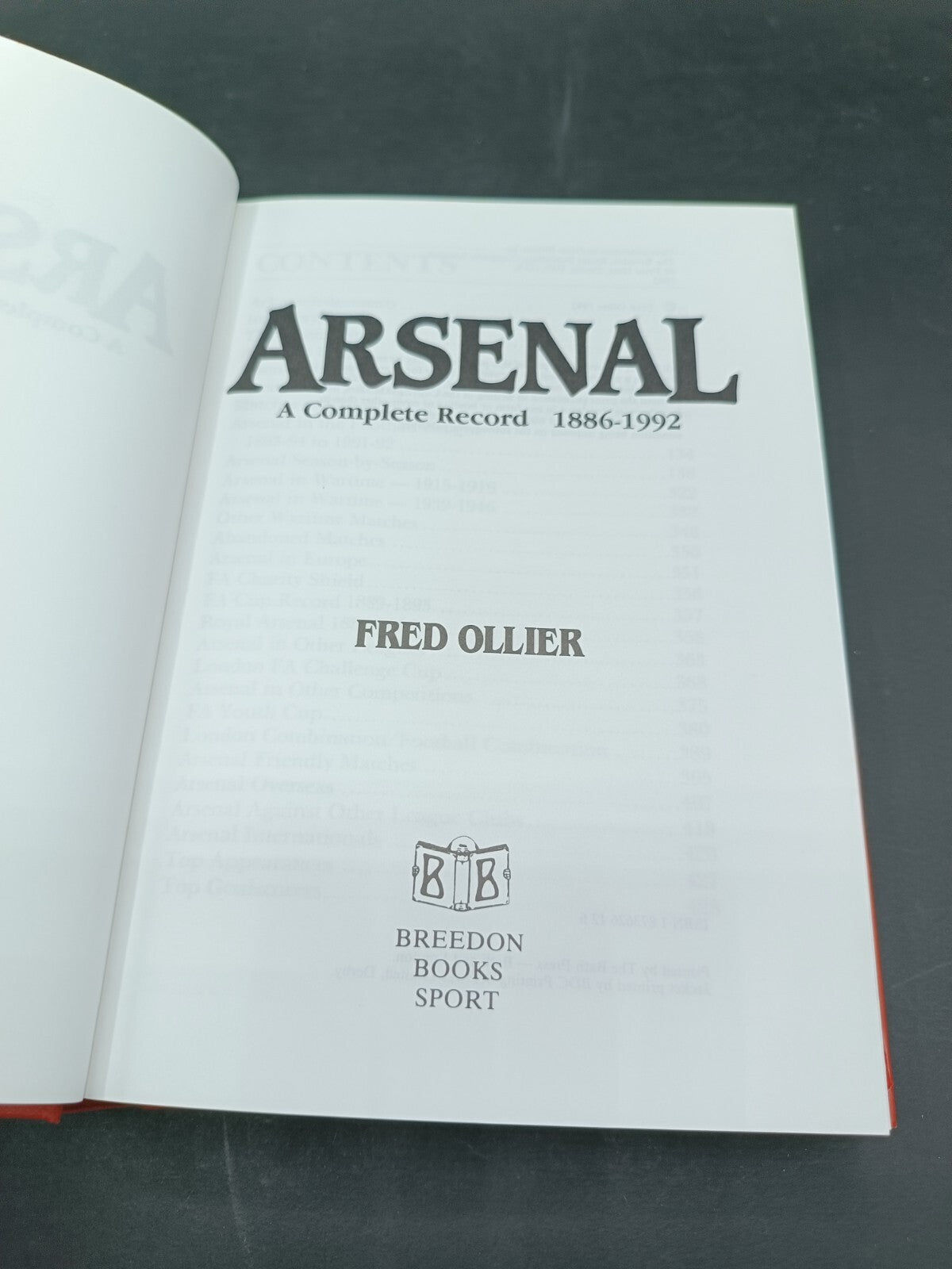 Libro Arsenal A complete record 1886-1992 Fred Ollier