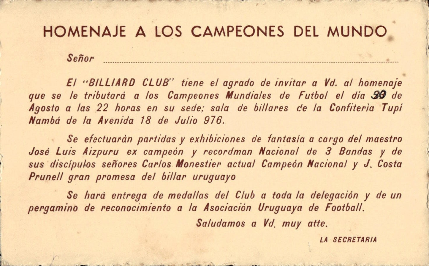 biglietto stadio HOMENAJE A LOS CAMPEONES DEL MUNDO