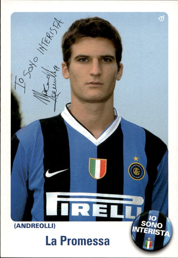 Cartolina calciatore Inter Marco Andreolli con autografo stampato