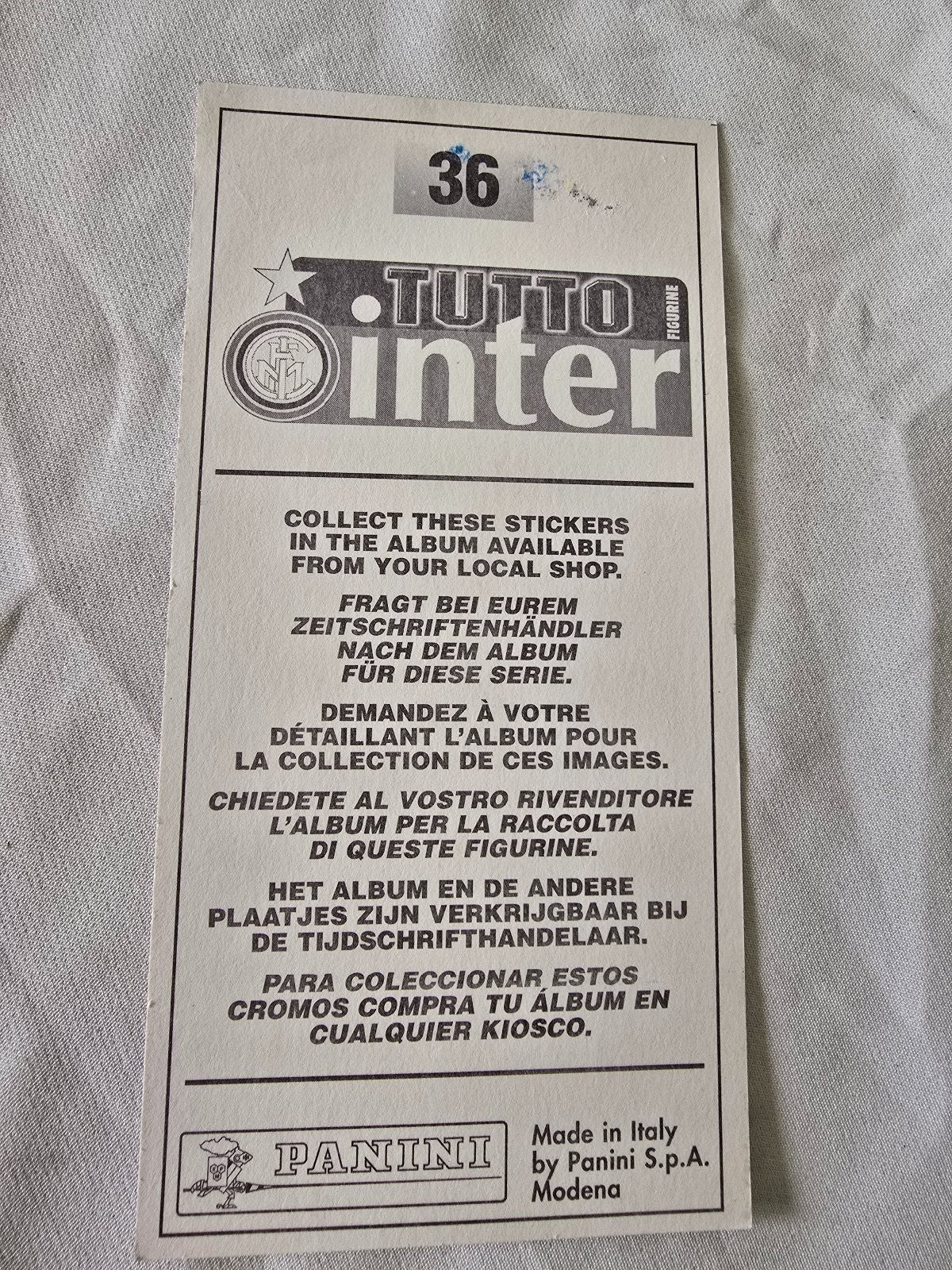 Tutto Inter Figurine giganti Panini Calciatori nr 36