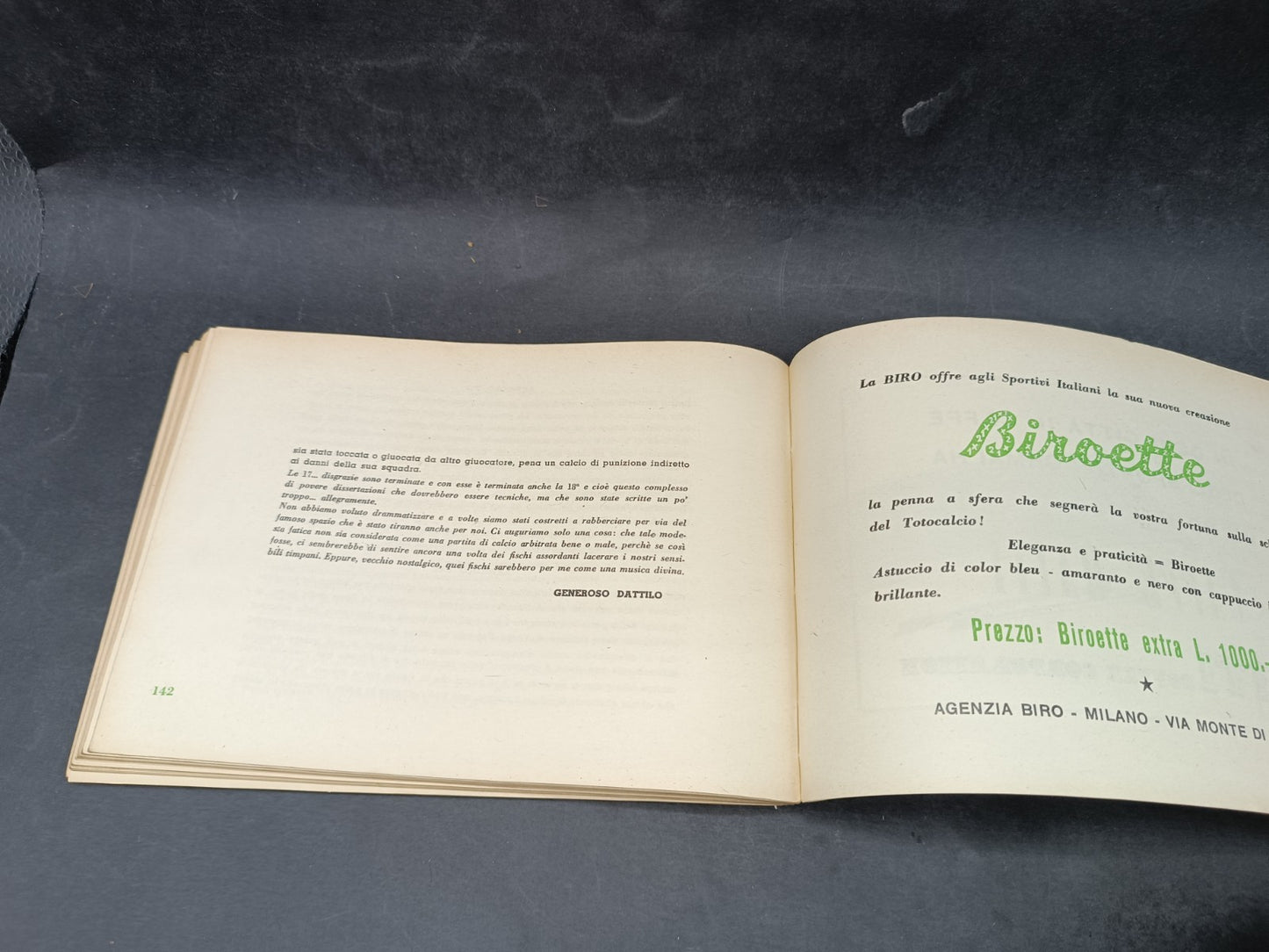 Libro Tutto sul calcio Edizioni Apis 1952