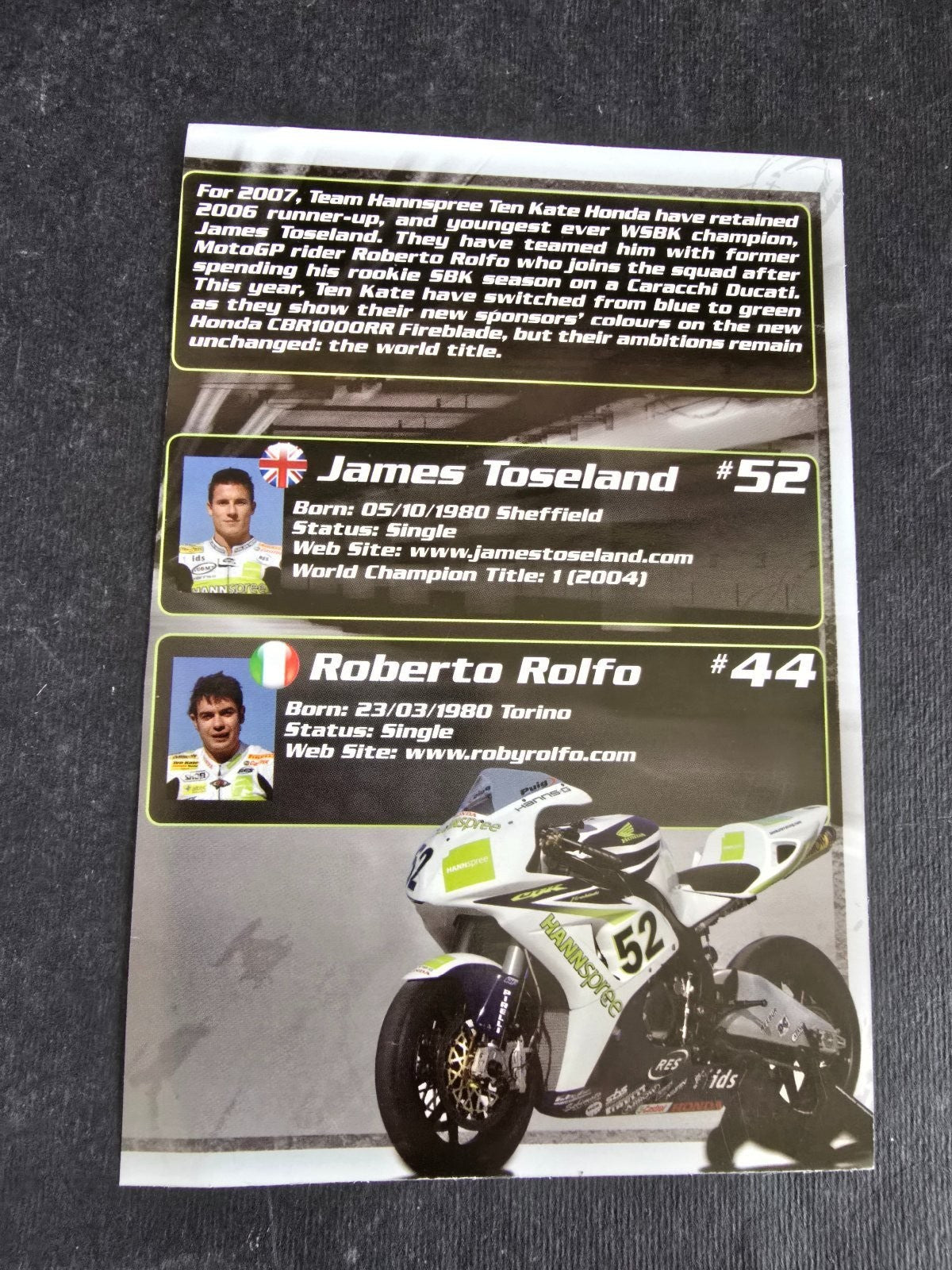 Autografo autograph originale su cartolina motogp Troy Corser Yamaha