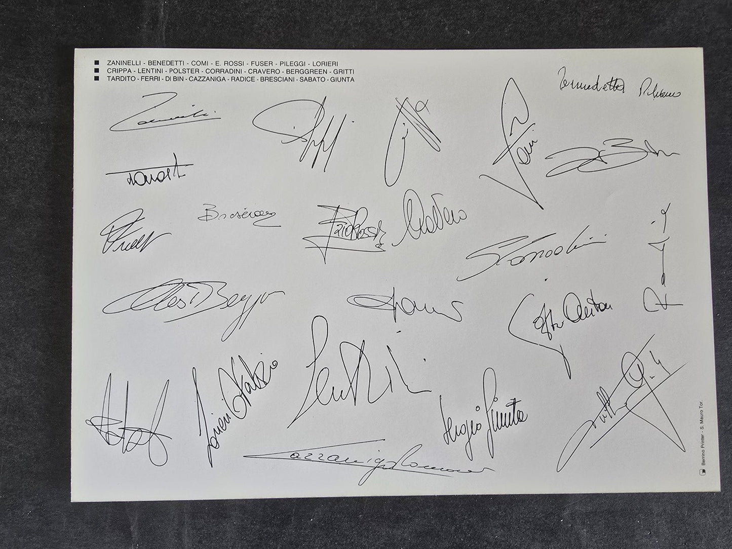 Cartolina Autografi stampati Torino Calcio 1987/88 ufficiale adidas sweda
