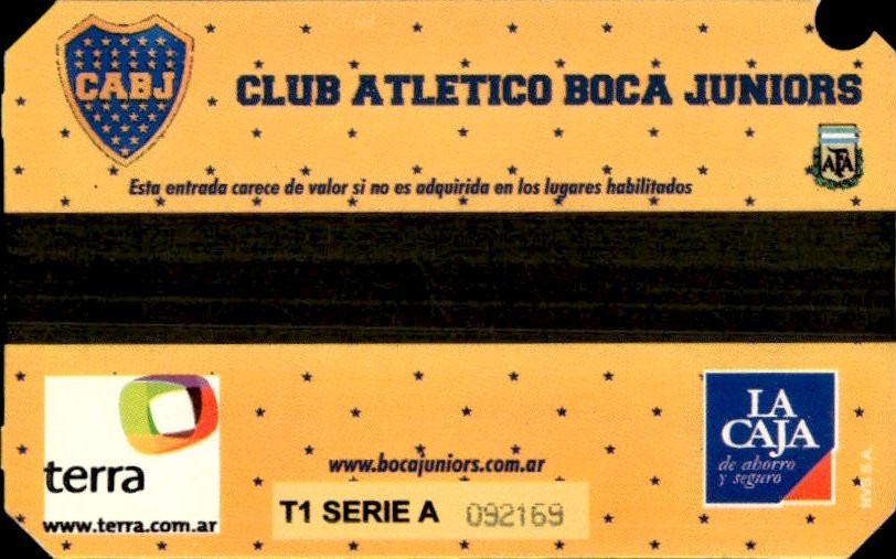 biglietto stadio BOCA JRS VS PALMEIRAS N 351