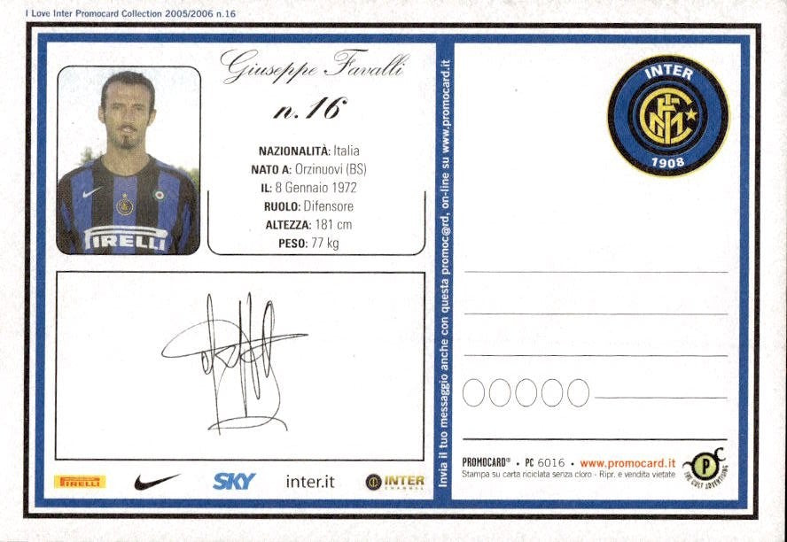 Cartolina calcio calciatore Inter Marco Andreolli con autografo stampato