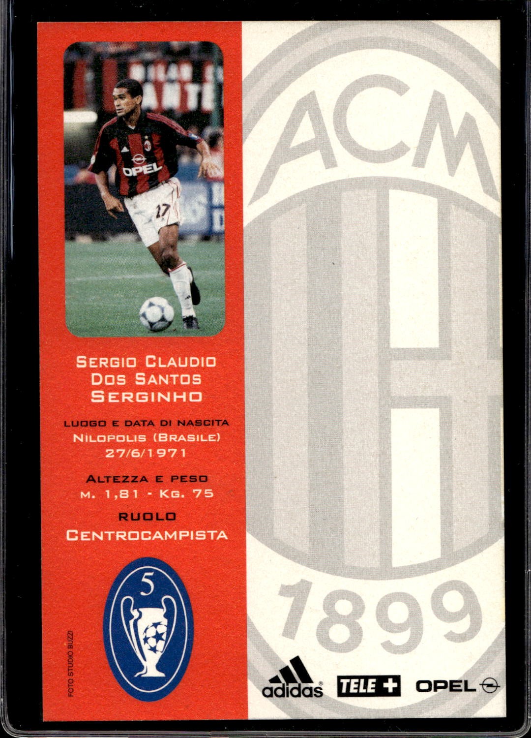 cartolina postcard Calcio Milan con Autografo 2000/2001. - Serginho