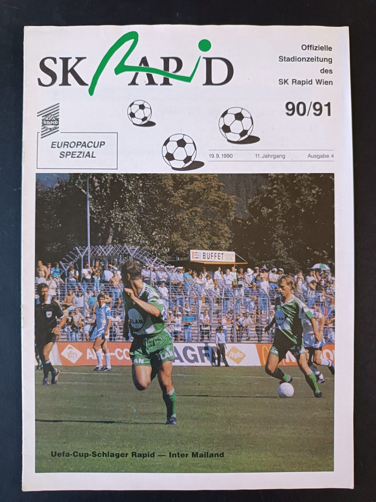 Programma Uefa Cup Schlager Rapid Inter 1990/91