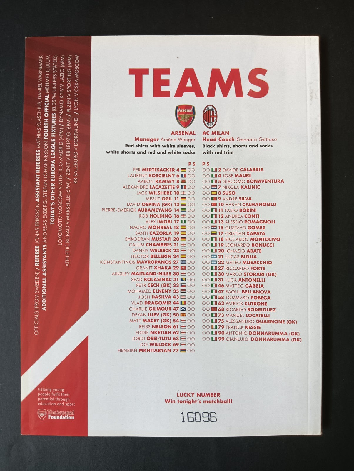 Libro THE OFFICIAL MATCHDAY PROGRAMME ARSENAL