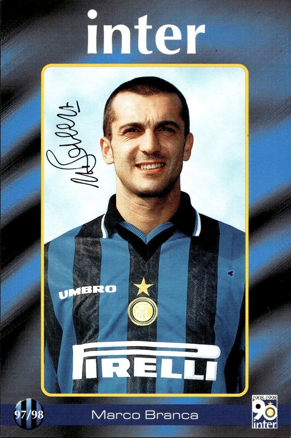 cartolina calciatori Inter 97/98 Branca
