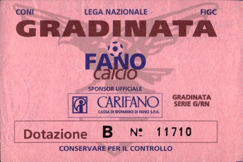 biglietto stadio LEGA NAZIONALE GRADINATA FANO CALCIO