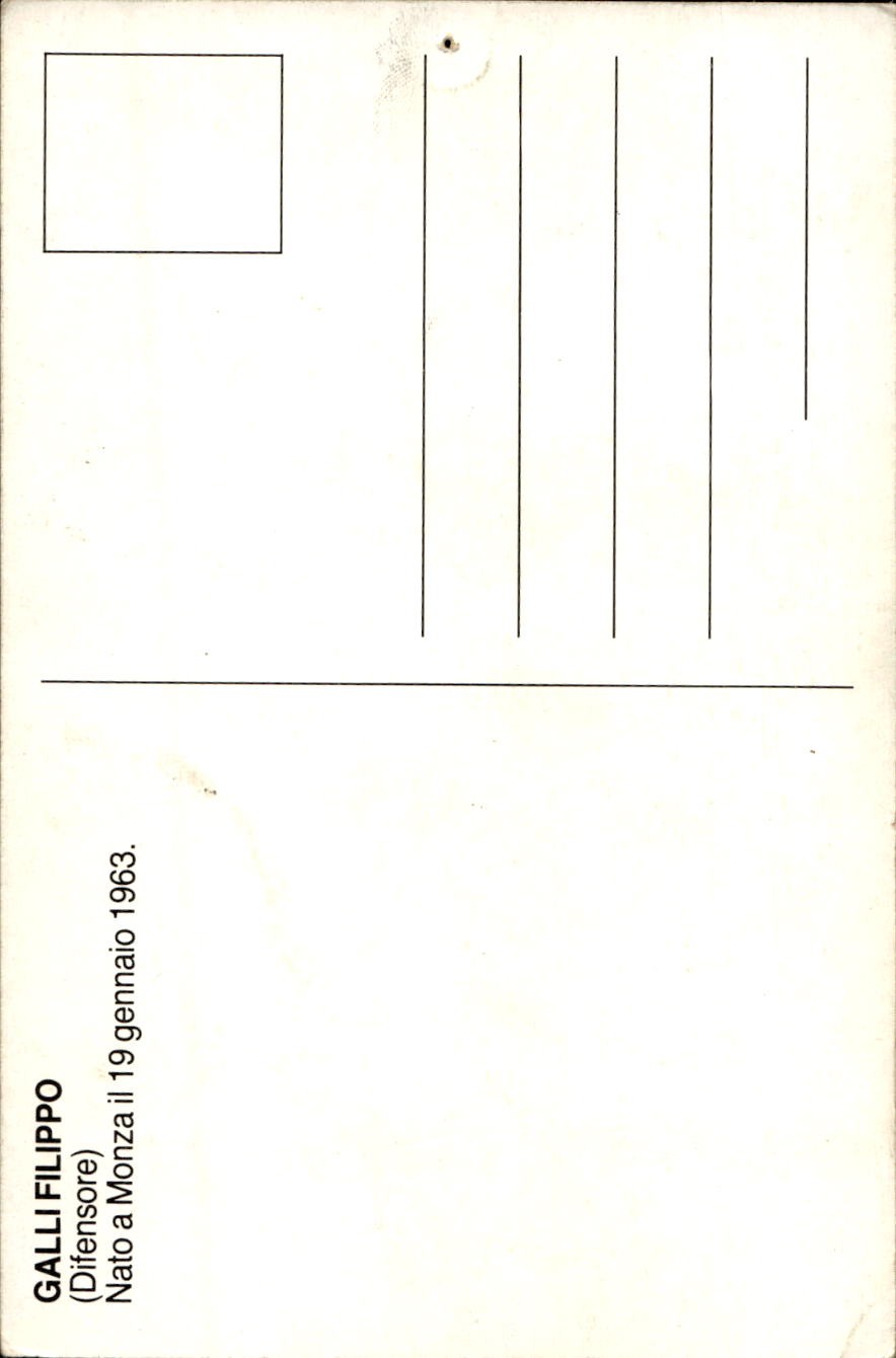 cartolina postcard Milan Calcio Sponsor FOTOREX Galli