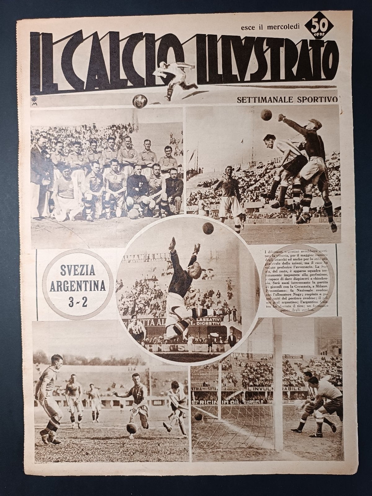 Rivista IL CALCIO ILLUSTRATO numero 22 anno 1934 Mondiali Italia