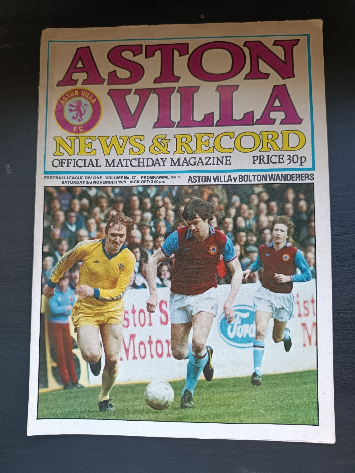 programma calcio Aston Villa V Bolton 3rd 1979