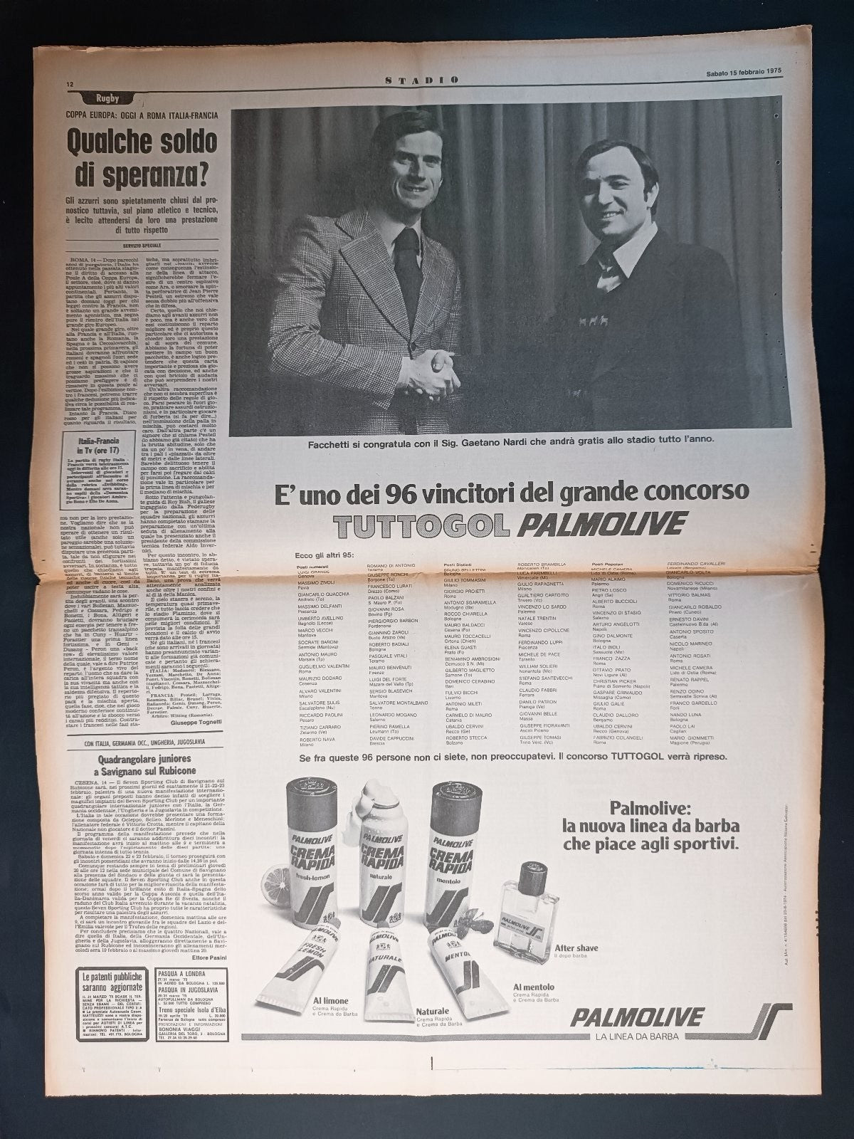 Quotidiano Sportivo STADIO numero 38 anno 1975 - Cordova