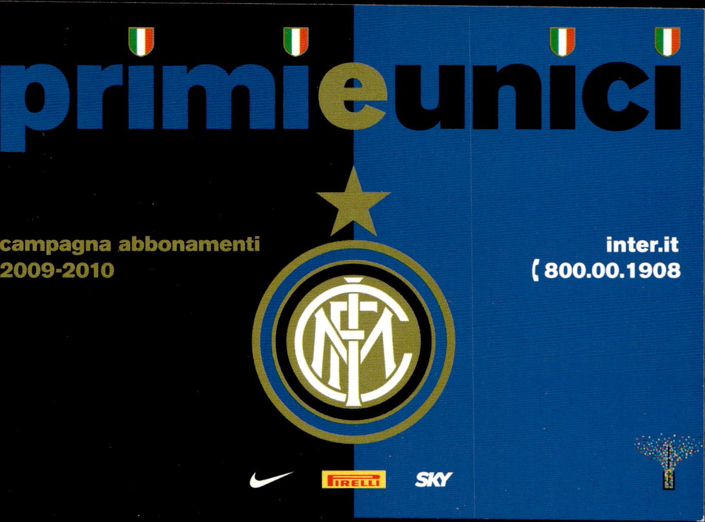 cartolina postcard Calcio Inter Promocard #8808 Abbonamenti 2009/10