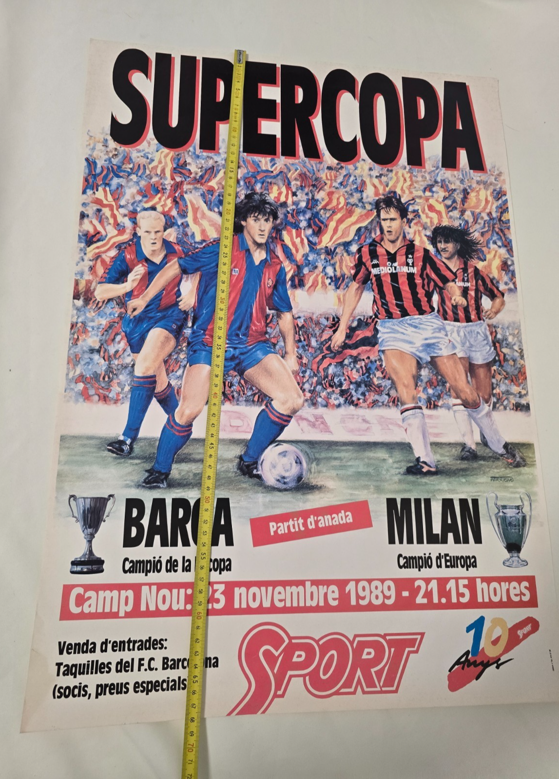 23/11/1989 Barça vs MIlan 1-1 SUPERCOPA Supercoppa Europea locandina originale