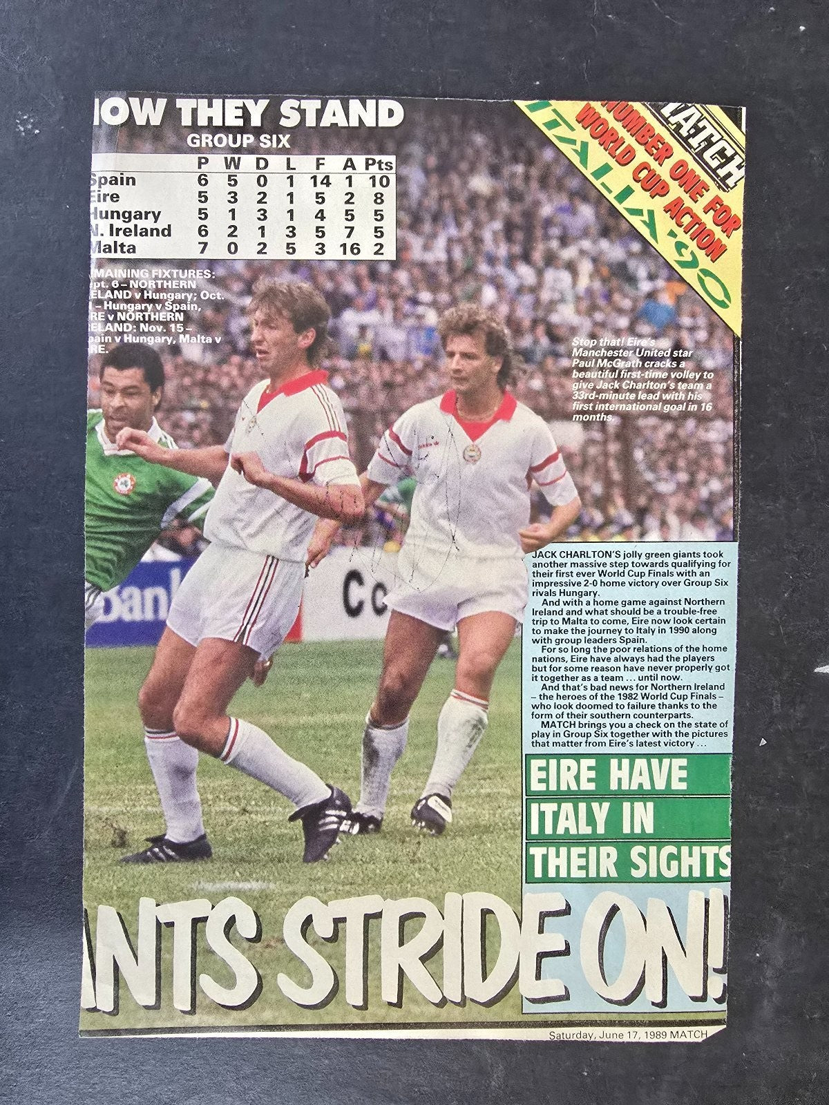 Autografo autograph originale su poster doppia pagina CHRIS WADDLE England spurs