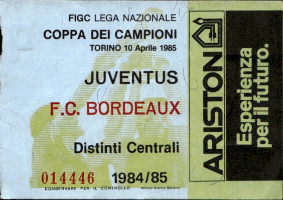 Biglietto stadio Juventus-F.C Barcelona 1984/85 Coppa Campioni 10/04/1985