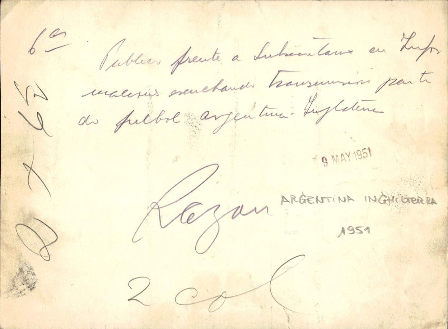 Foto fotografia d'agenzia tifosi partita Argentina-Inghilterra 1951