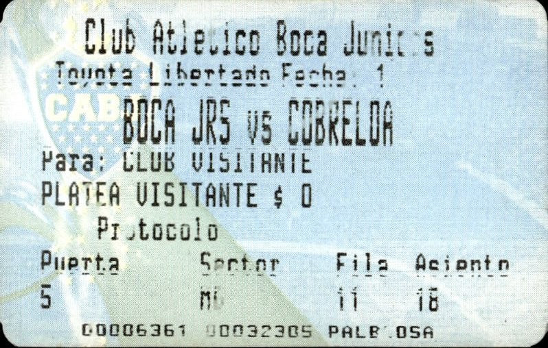 biglietto stadio BOCA JRS VS COBRELOA 502732