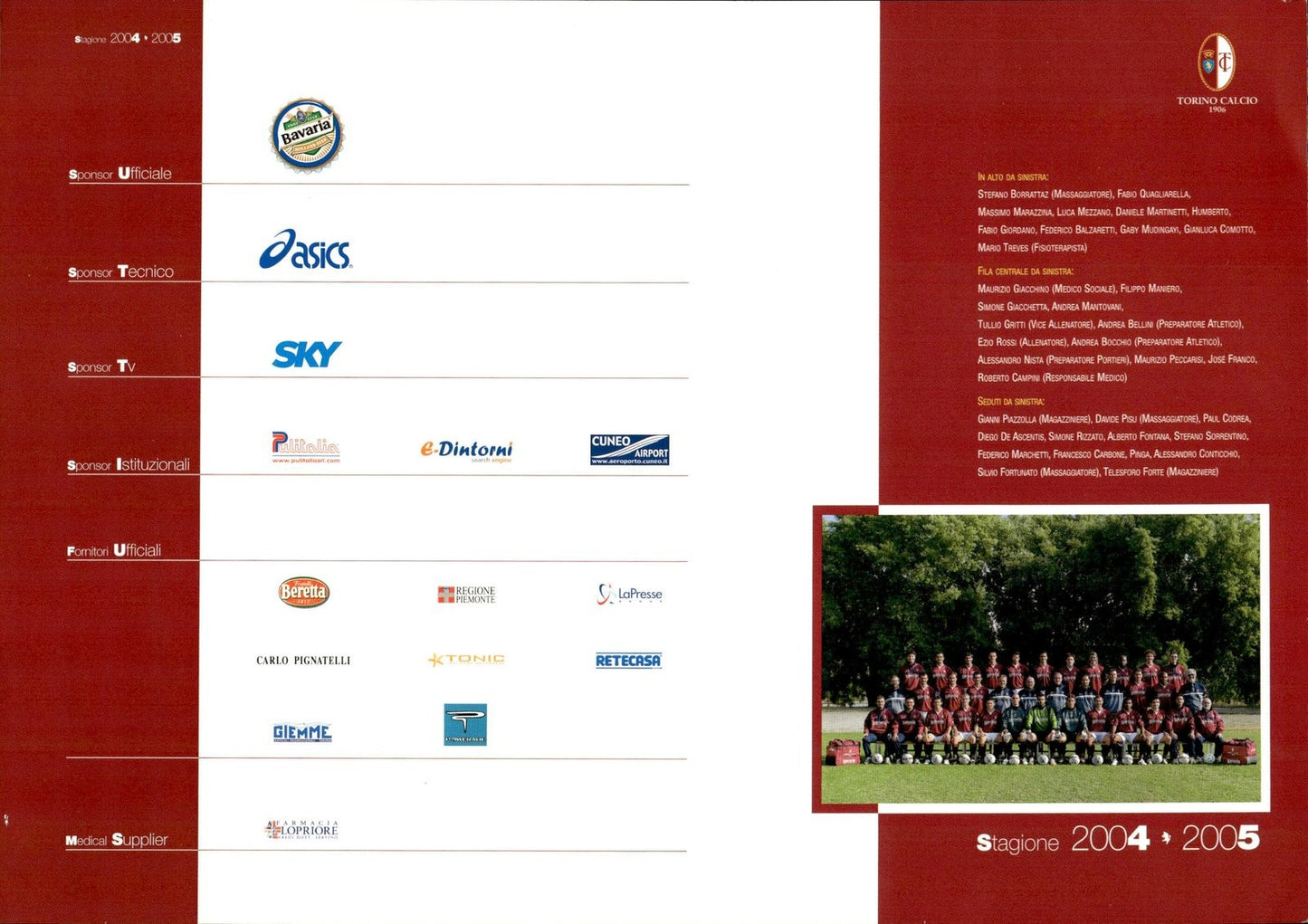 cartolina postcard calcio TORINO 2004-2005