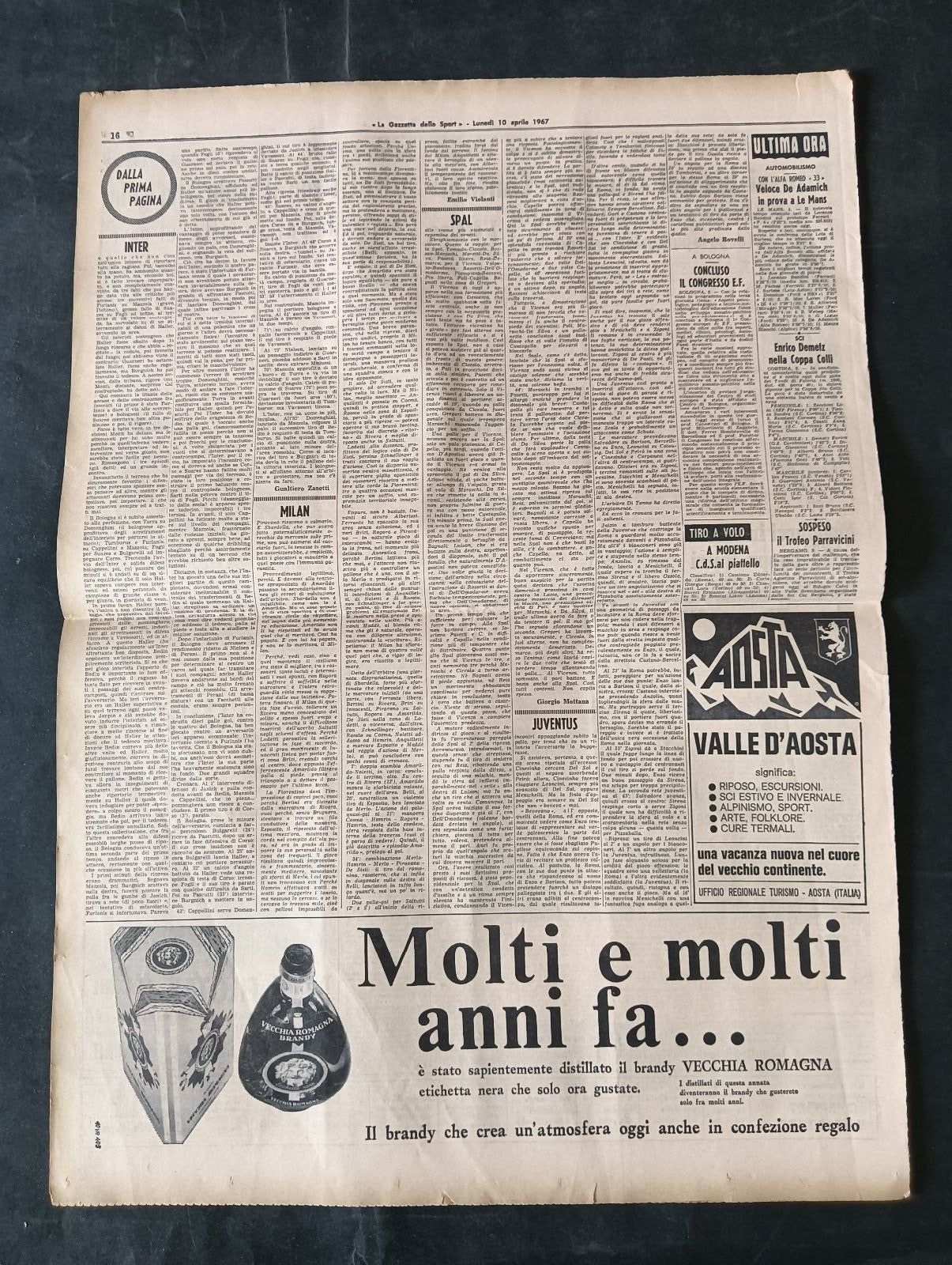 Quotidiano LA GAZZETTA DELLO SPORT n 83 10/04/1967 Van Looy