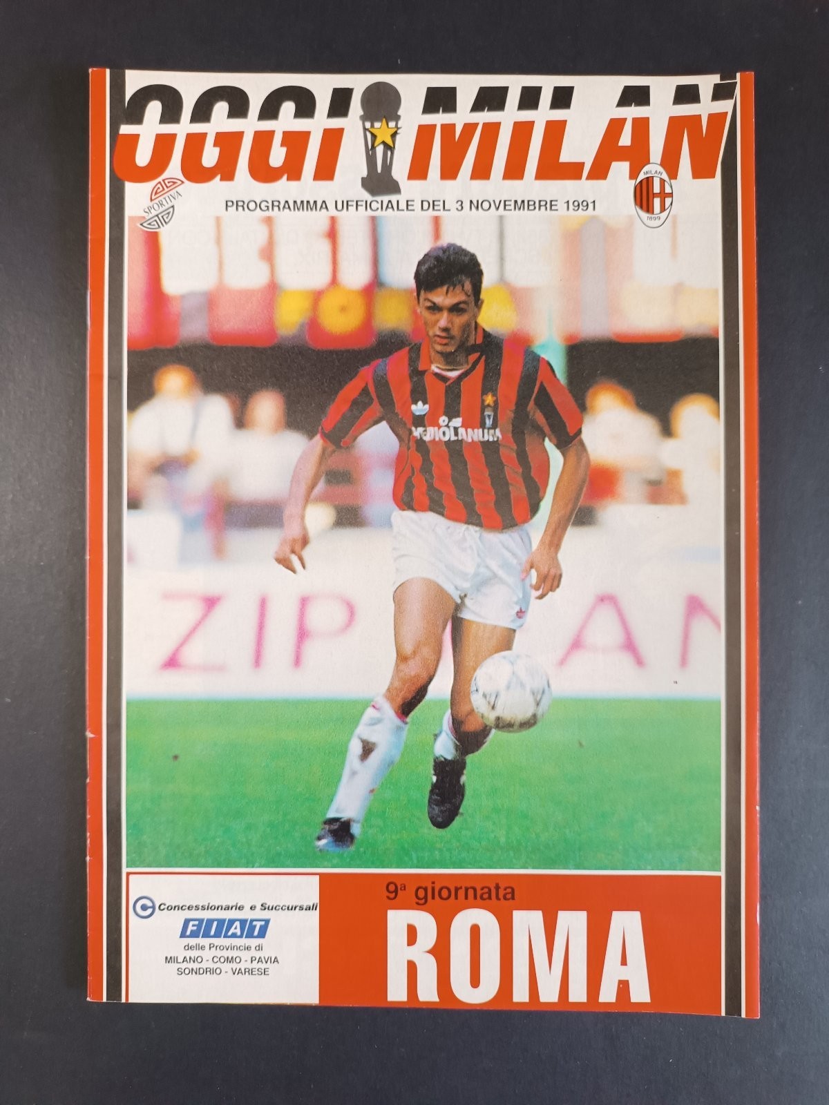 programma ufficiale OGGI MILAN 3 nov 1991 Roma 9� giornata Paolo Maldini