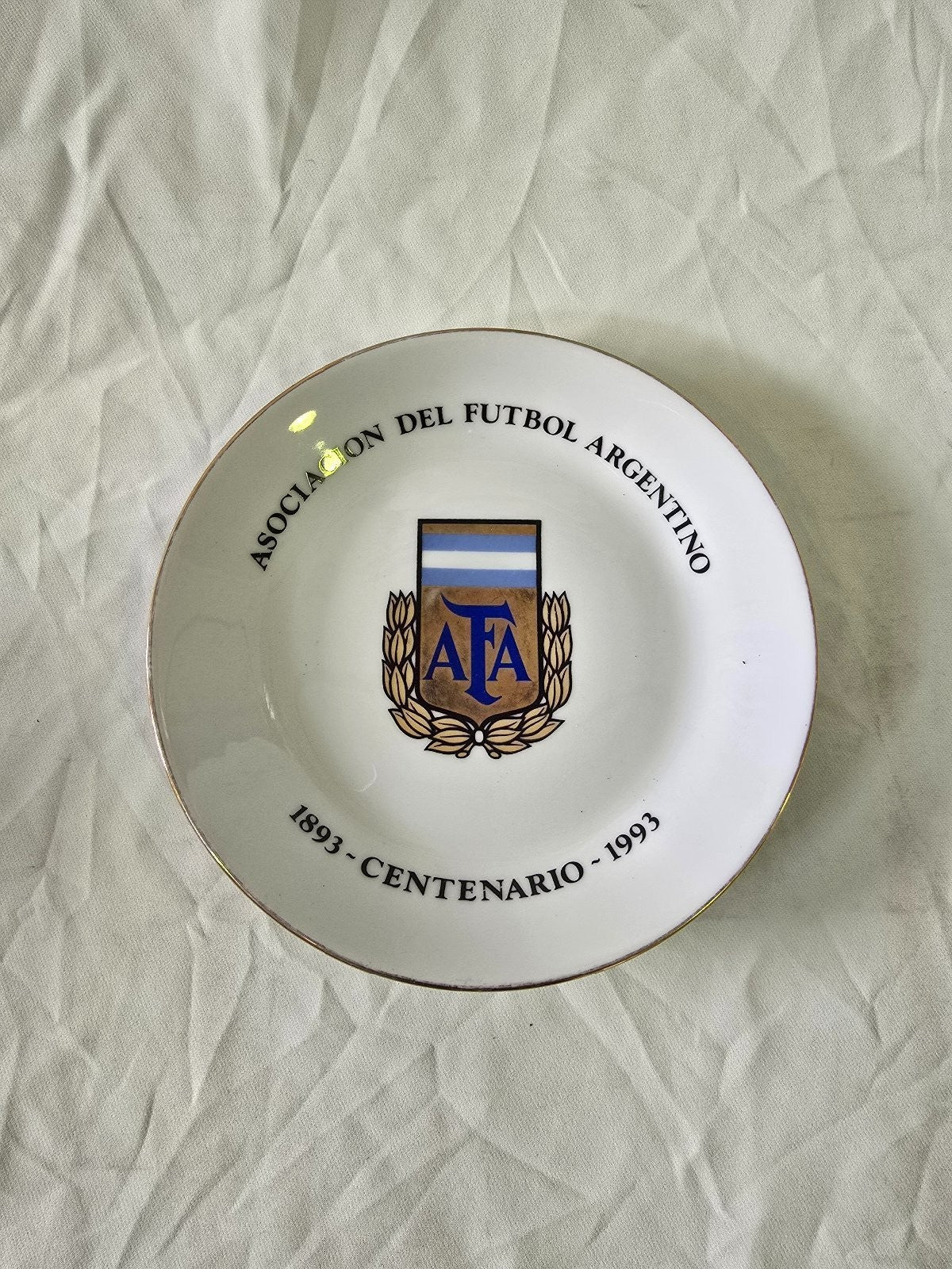 piatto ceramica 19 cm Associacion del futbol Argentino Centenario 1893 - 1993
