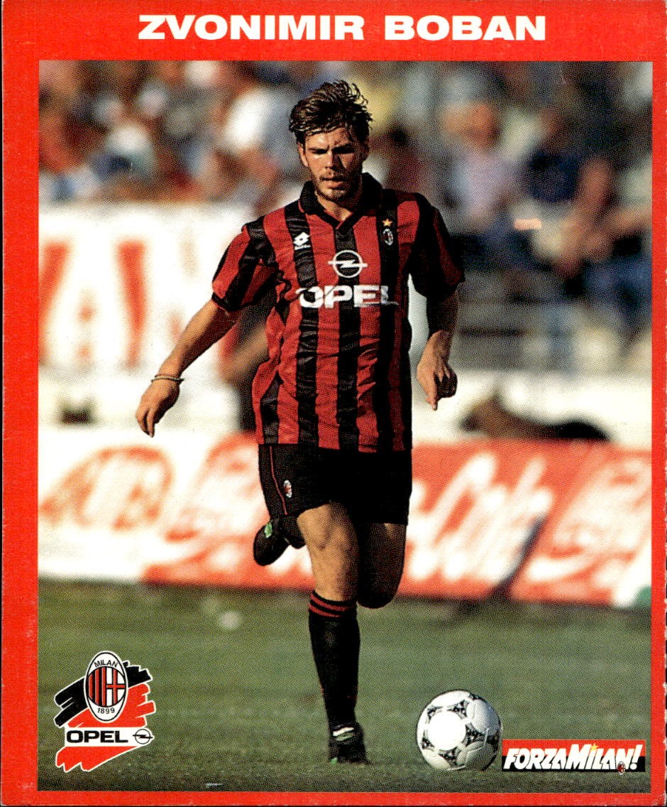 cartolina calciatori Boban con Opel Calibra