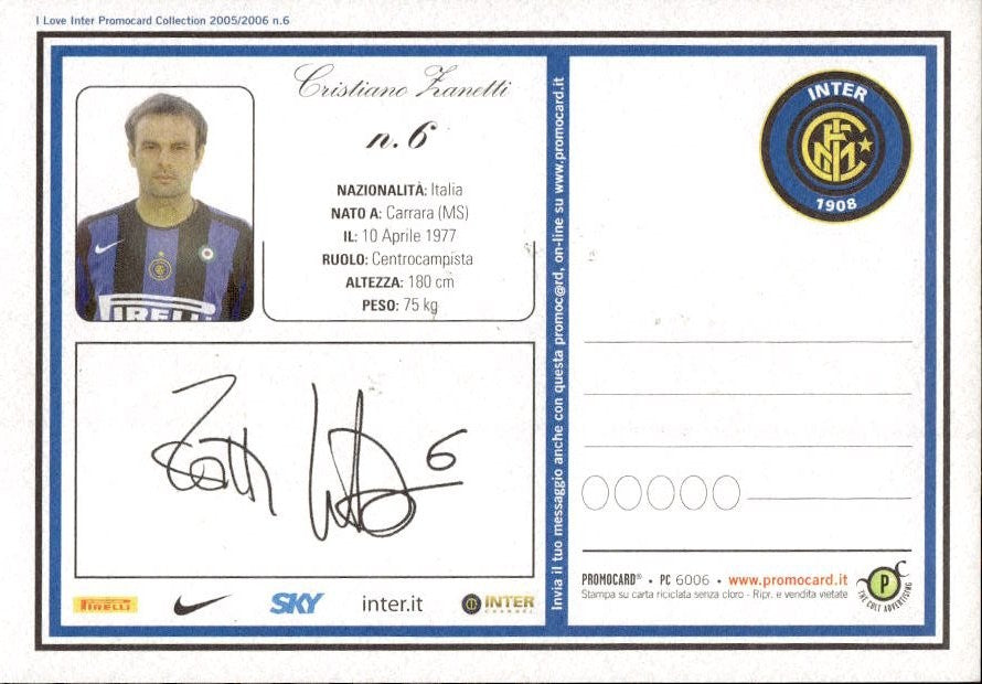 Cartolina calcio calciatore Inter Dejan Stankovi? con autografo stampato