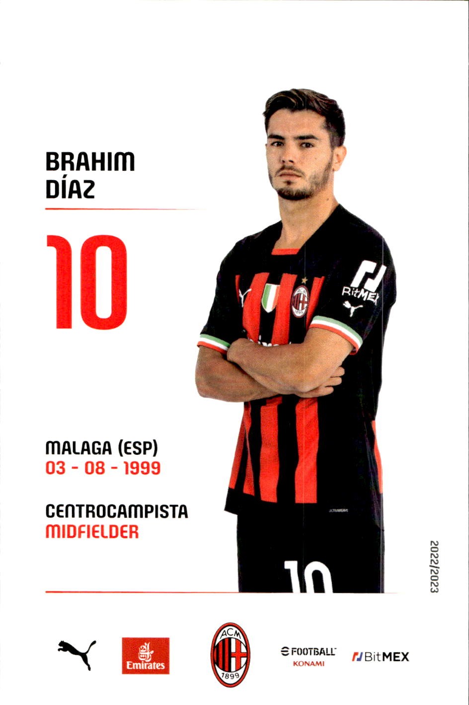 cartolina postcard Calcio Milan 2022/23 - Diaz