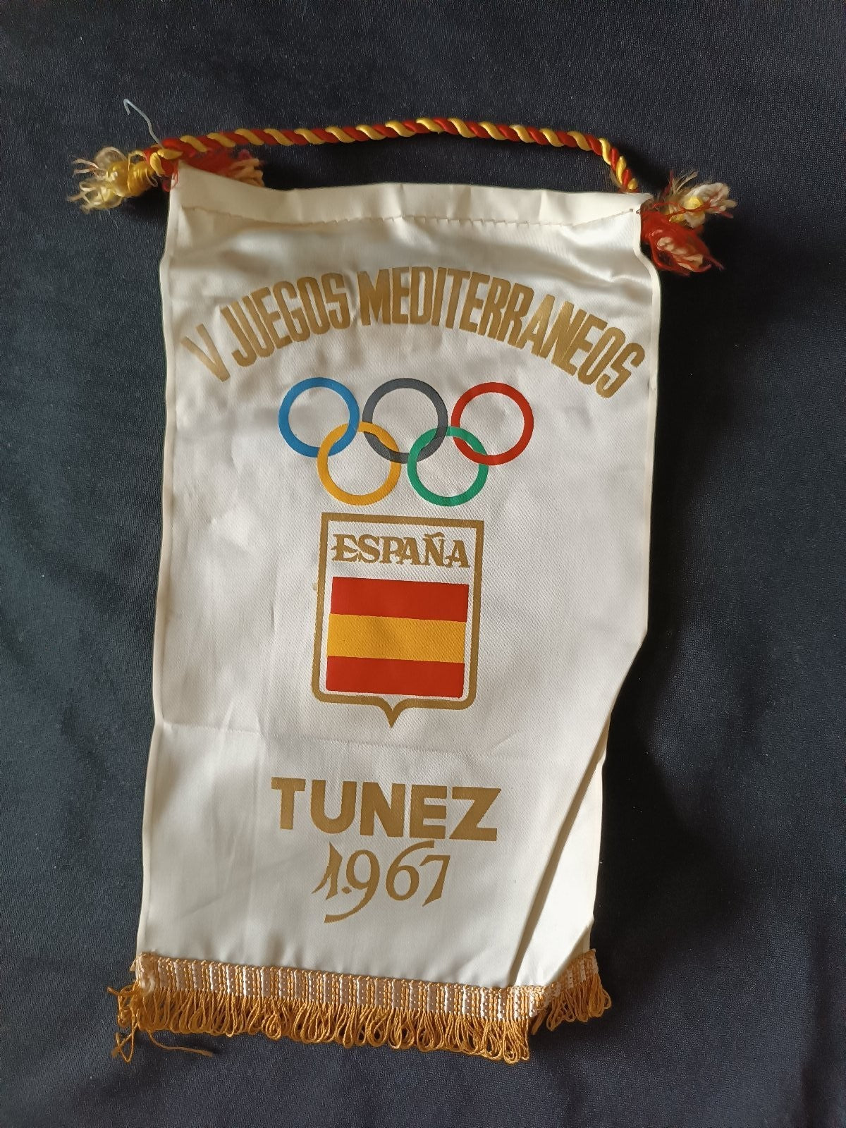 Gagliardetto Pennant V Juegos Mediterraneos Espa�a Tunez 1967 Vintage