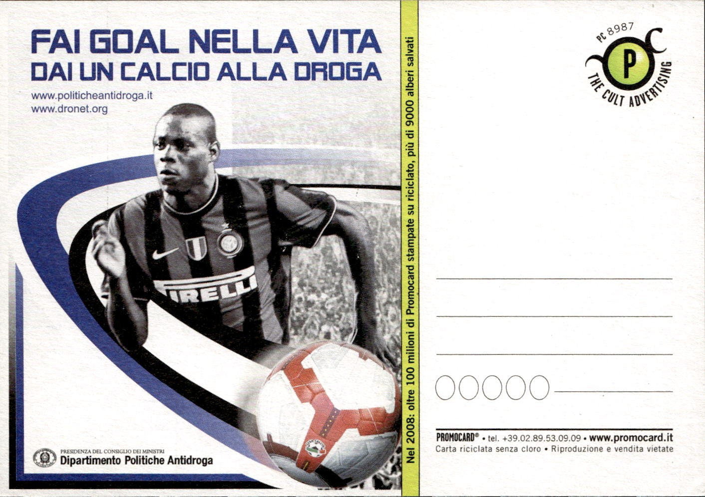 cartolina postcard Calcio Inter Promocard #8987 Balotelli
