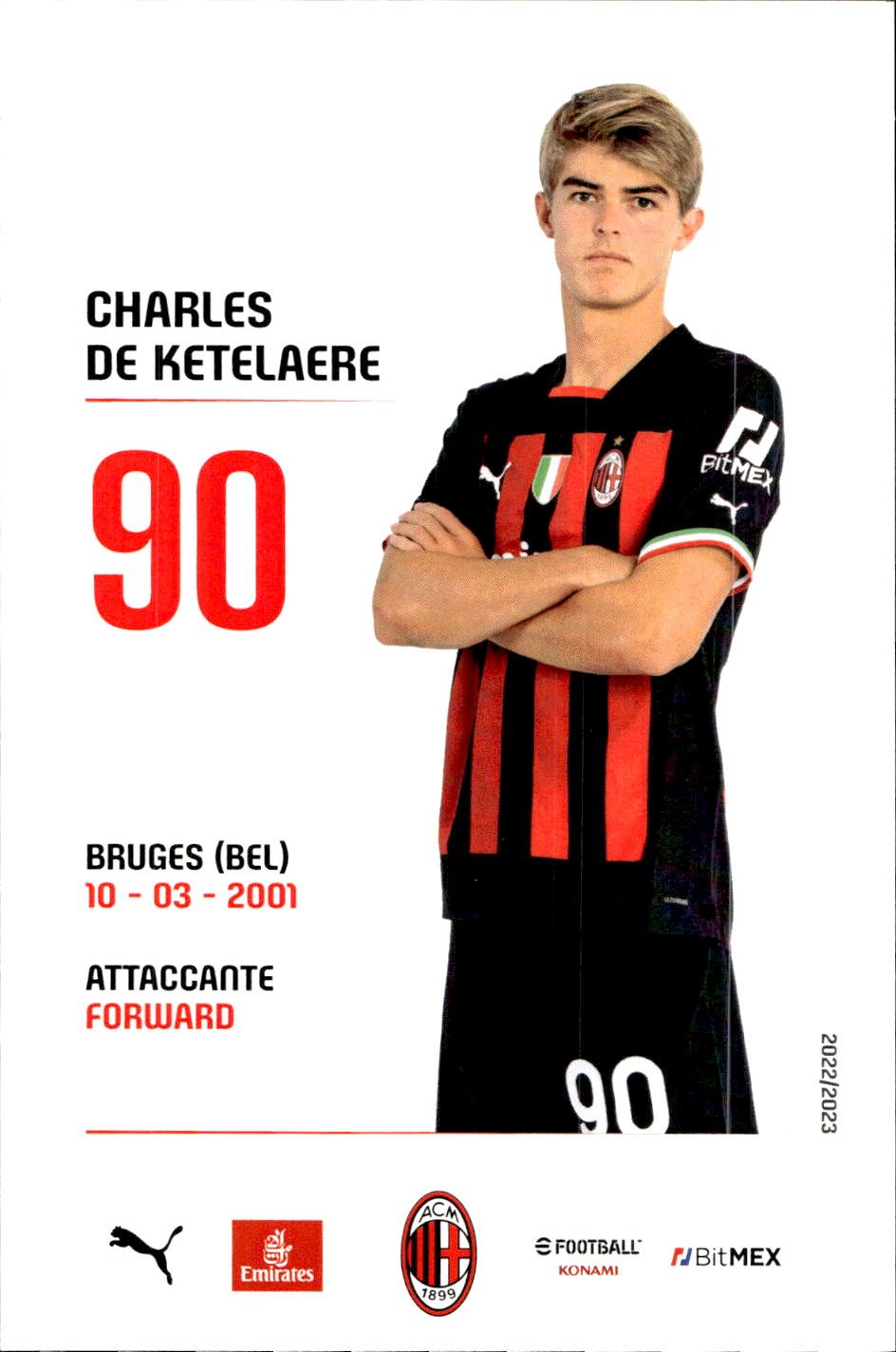 cartolina postcard Calcio Milan 2022/23 - De Ketelaere