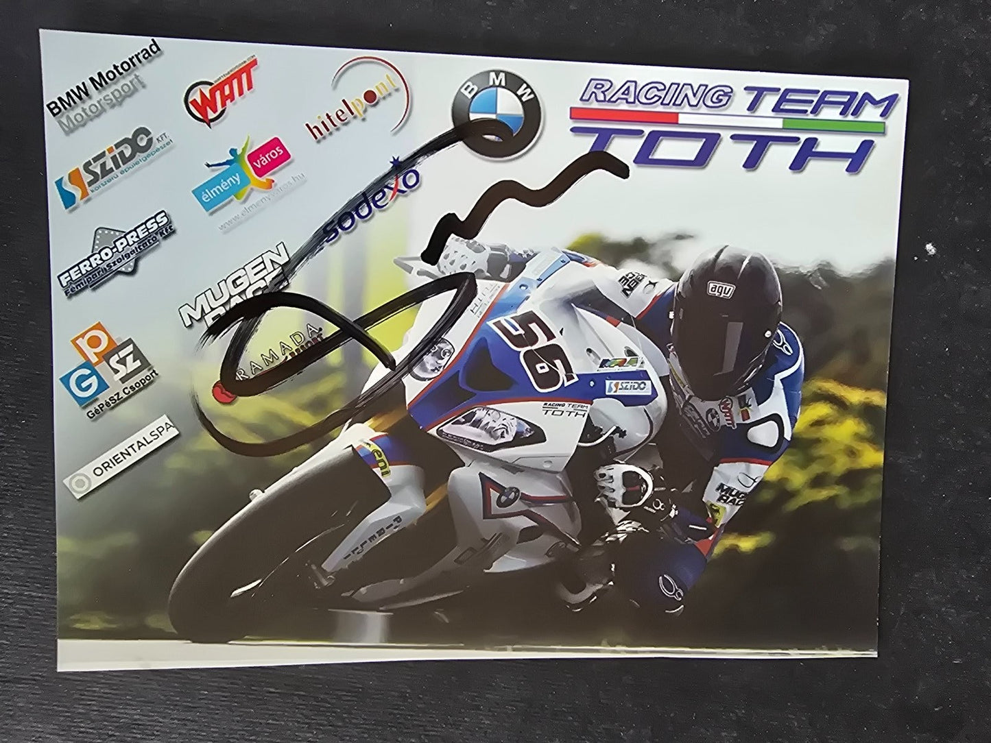 Autografo autograph originale su cartolina motogp Imre Toth bmw