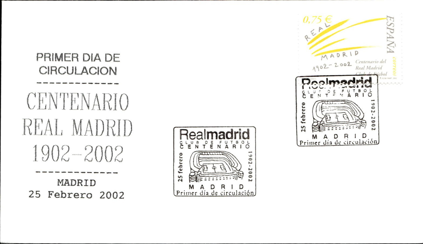 busta primo giorno Centenario Real Madrid 2002