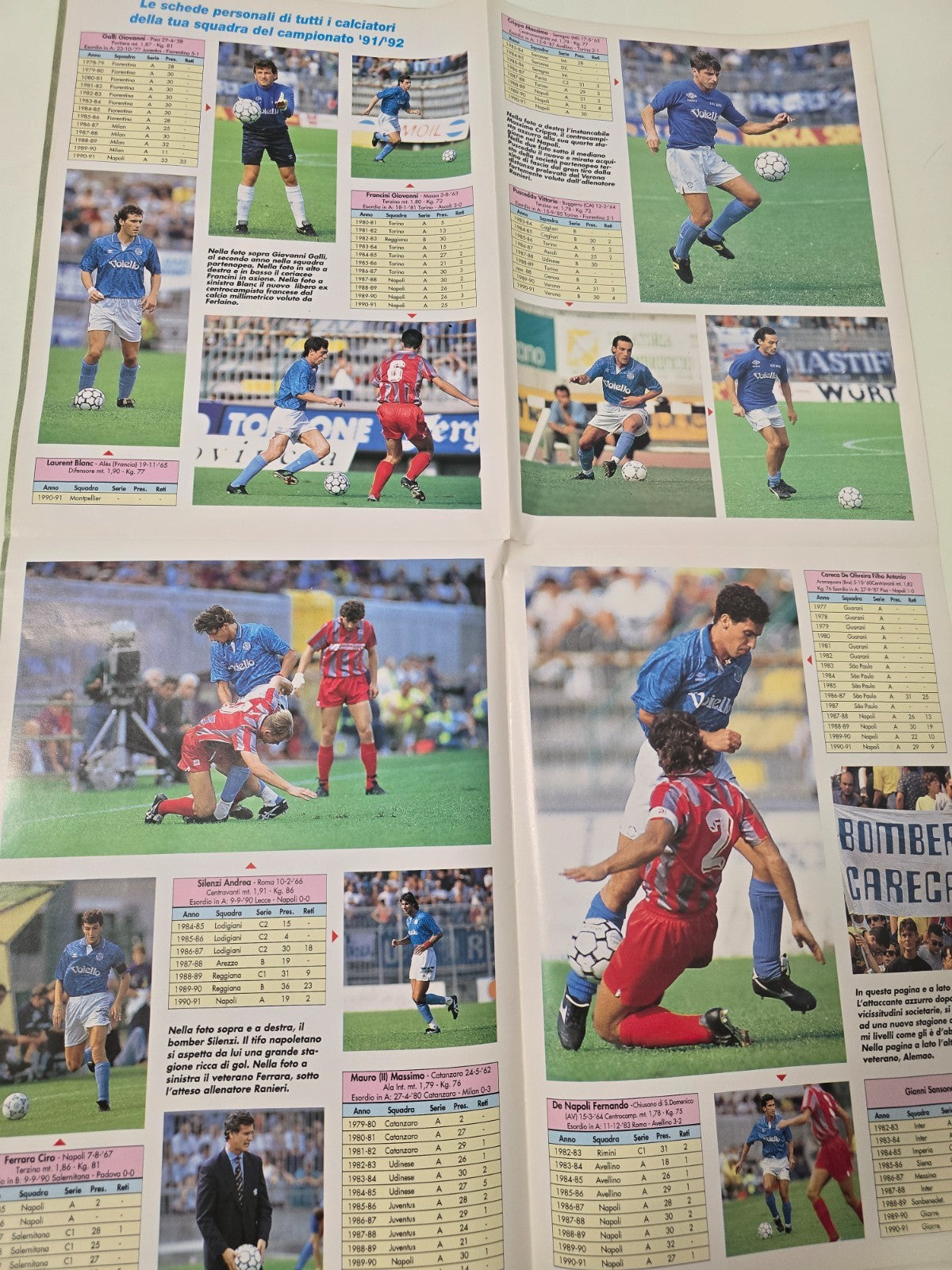 ssc NAPOLI 1991/92 CalcioPoster poster ZOLA retro squadra pieghevole 70x100