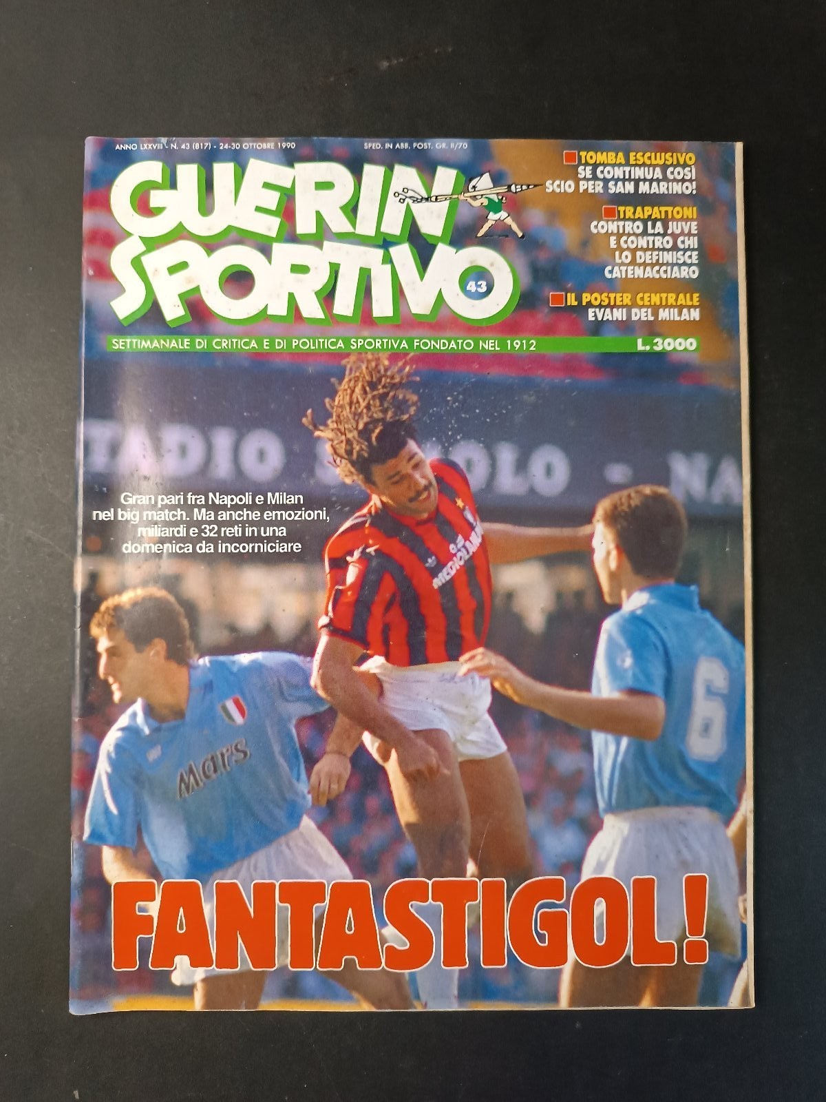 Rivista GUERIN SPORTIVO numero 43 anno 1990 Napoli/Milan (A) con poster