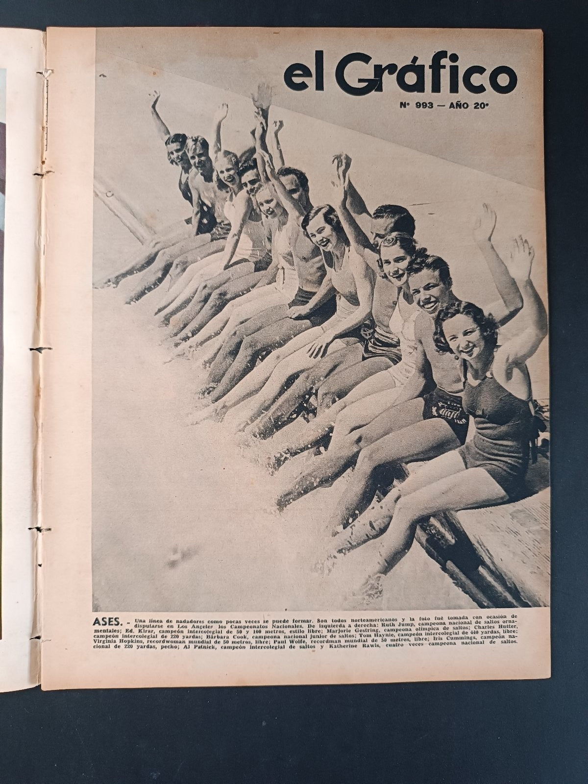 Rivista EL GRAFICO numero 993 anno 1938 Arsenio Erico /Gestring/Jump/Wolfe