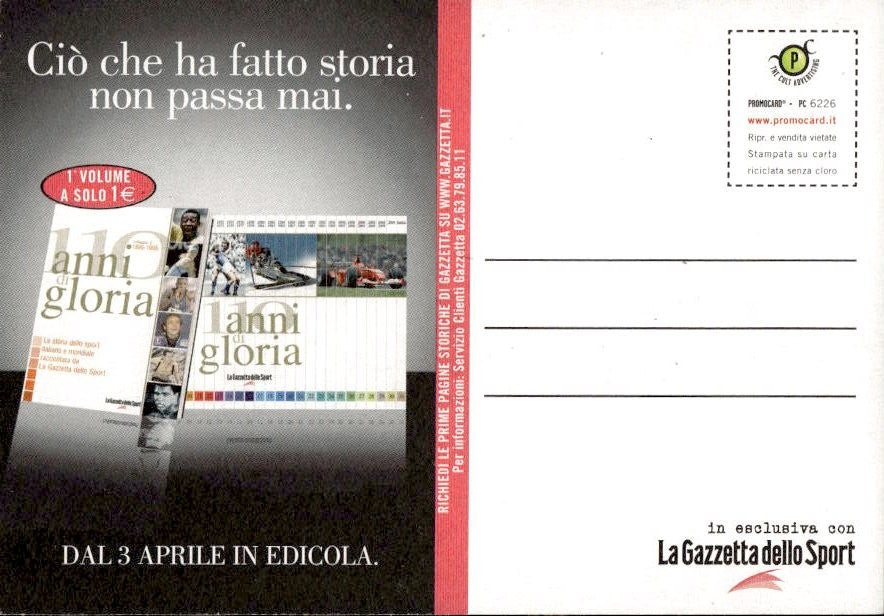 Cartolina La Gazzetta dello Sport basket campione d'Europa