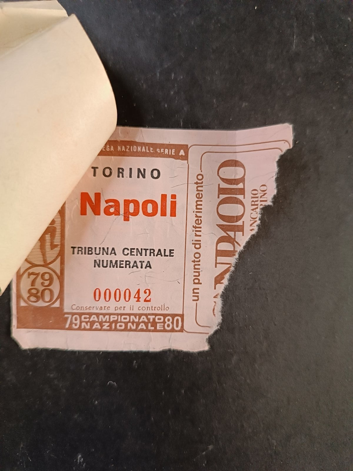 biglietto TORINO- NAPOLI posto 000042 - 1979-80