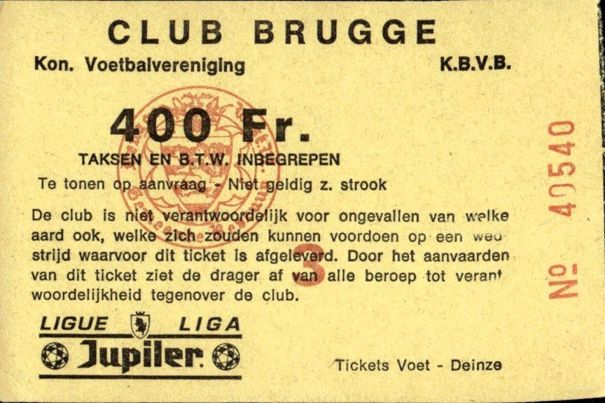 biglietto stadio CLUB BRUGGE N 40540